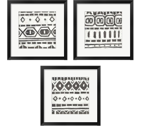 Tribal Textile 3 Piece Framed Art Print Set by June Erica Vess