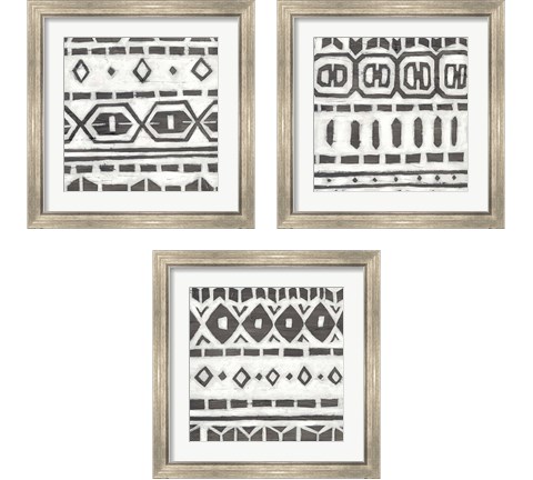 Tribal Textile 3 Piece Framed Art Print Set by June Erica Vess