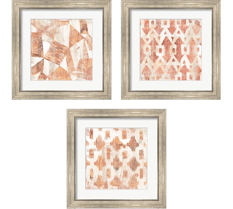 Red Earth Textile 3 Piece Framed Art Print Set by June Erica Vess