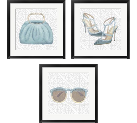 Must Have Fashion Gray White 3 Piece Framed Art Print Set by Emily Adams