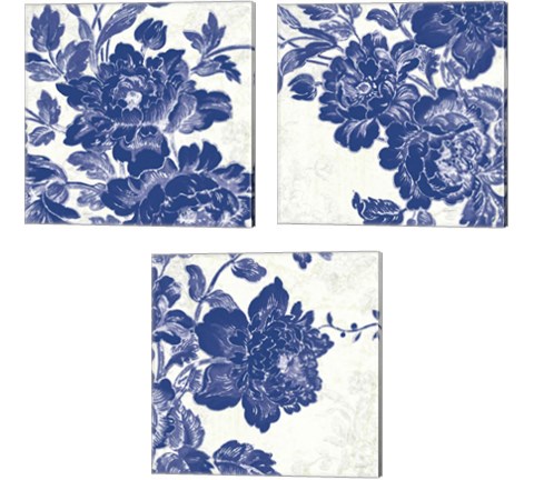 Toile Roses 3 Piece Canvas Print Set by Sue Schlabach