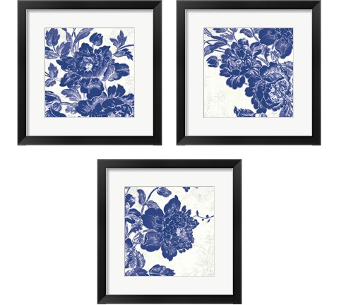 Toile Roses 3 Piece Framed Art Print Set by Sue Schlabach