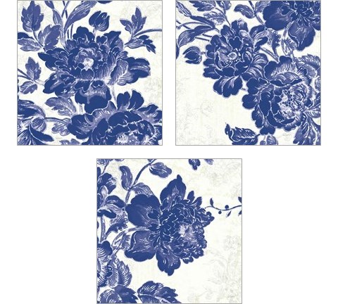 Toile Roses 3 Piece Art Print Set by Sue Schlabach