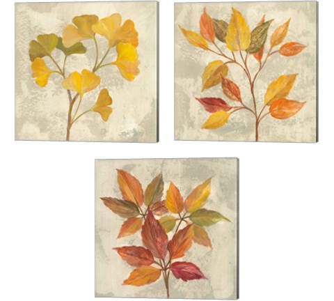 November Leaves 3 Piece Canvas Print Set by Silvia Vassileva