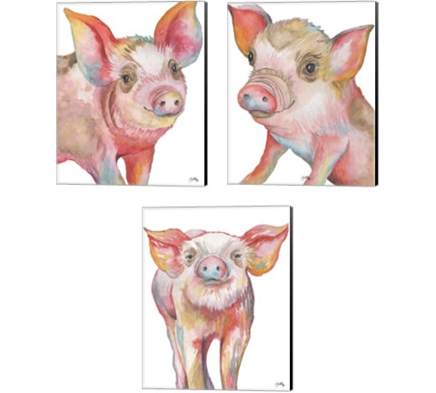 Pig 3 Piece Canvas Print Set by Elizabeth Medley