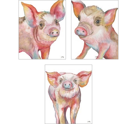 Pig 3 Piece Art Print Set by Elizabeth Medley