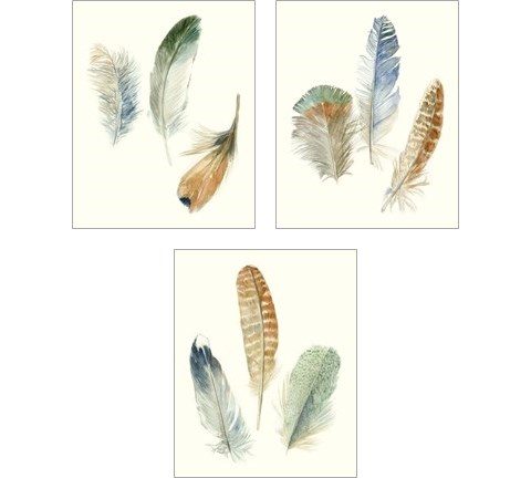 Watercolor Feathers 3 Piece Art Print Set by Megan Meagher