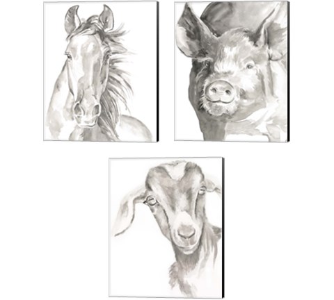 Farm Faces 3 Piece Canvas Print Set by Jennifer Parker