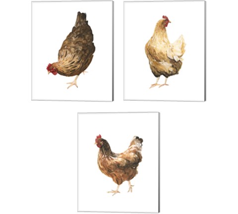 Autumn Chicken 3 Piece Canvas Print Set by Emma Scarvey