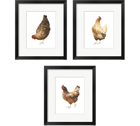 Autumn Chicken 3 Piece Framed Art Print Set by Emma Scarvey