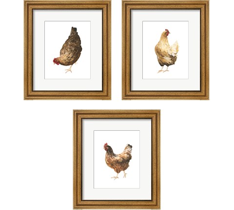 Autumn Chicken 3 Piece Framed Art Print Set by Emma Scarvey