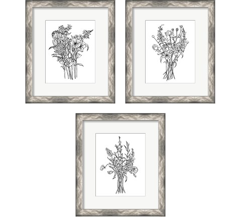 Black & White Bouquet 3 Piece Framed Art Print Set by Emma Scarvey