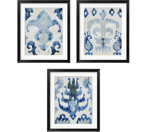 Sapphire Ikat 3 Piece Framed Art Print Set by Chariklia Zarris
