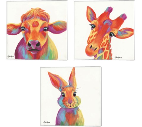 Cheery Animals 3 Piece Canvas Print Set by Britt Hallowell