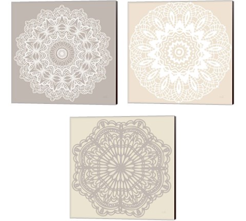 Contemporary Lace Neutral 3 Piece Canvas Print Set by Moira Hershey