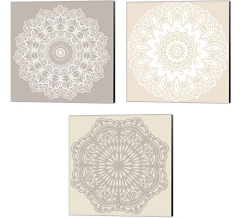 Contemporary Lace Neutral 3 Piece Canvas Print Set by Moira Hershey