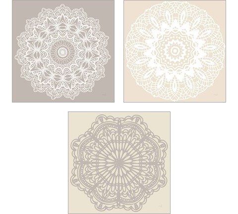 Contemporary Lace Neutral 3 Piece Art Print Set by Moira Hershey