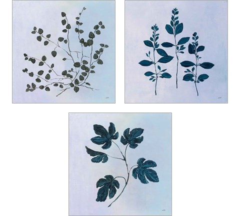 Botanical StudyBlue 3 Piece Art Print Set by Julia Purinton
