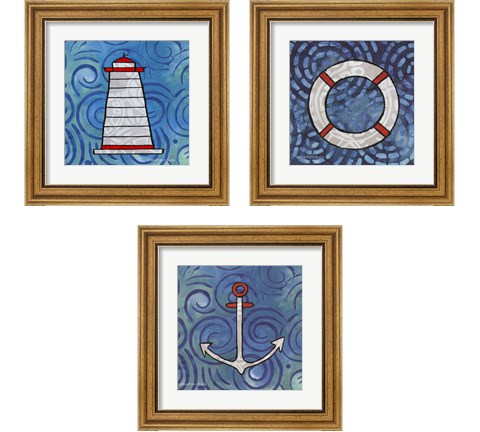 Whimsy Coastal 3 Piece Framed Art Print Set by Bluebird Barn