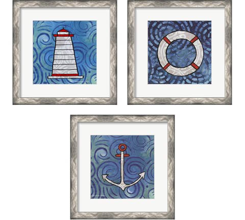 Whimsy Coastal 3 Piece Framed Art Print Set by Bluebird Barn