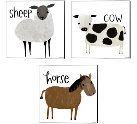 Farm Animal 3 Piece Canvas Print Set by Katie Doucette