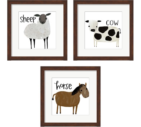 Farm Animal 3 Piece Framed Art Print Set by Katie Doucette