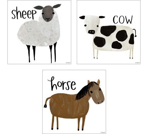Farm Animal 3 Piece Art Print Set by Katie Doucette