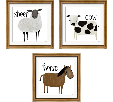 Farm Animal 3 Piece Framed Art Print Set by Katie Doucette