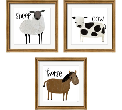 Farm Animal 3 Piece Framed Art Print Set by Katie Doucette