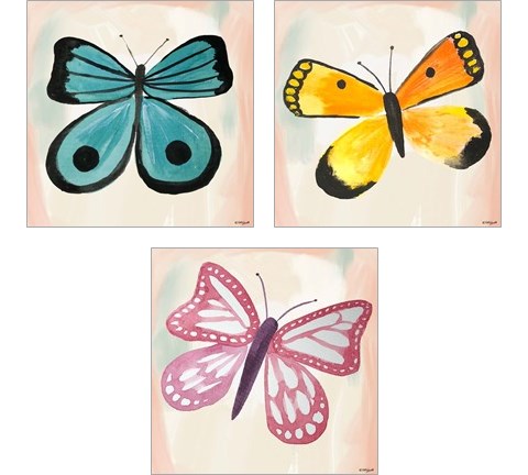 Butterfly  3 Piece Art Print Set by Katie Doucette