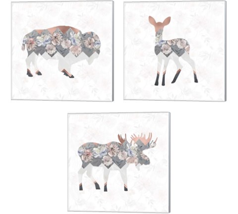 Floral Animal Forest 3 Piece Canvas Print Set by Tara Moss