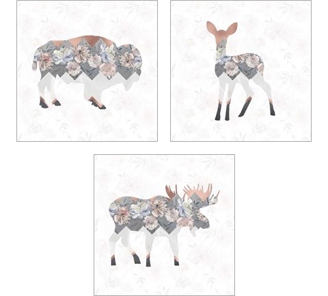 Floral Animal Forest 3 Piece Art Print Set by Tara Moss