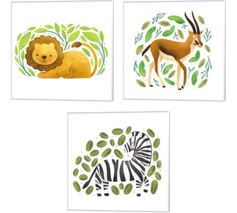 Safari Cuties  3 Piece Canvas Print Set by Noonday Design