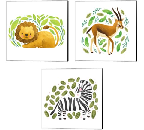 Safari Cuties  3 Piece Canvas Print Set by Noonday Design