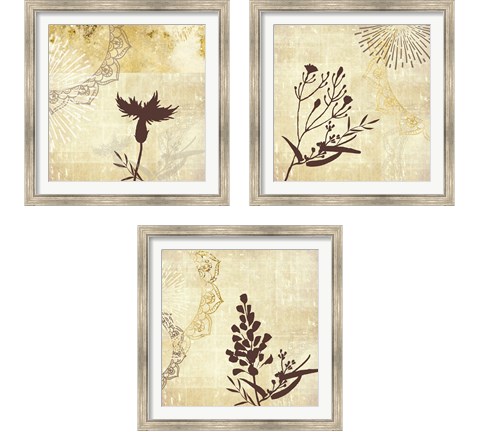 Golden Henna Breeze 3 Piece Framed Art Print Set by Louis Duncan-He