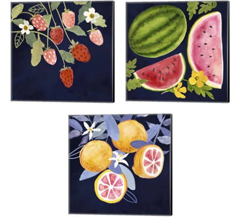 Fresh Fruit 3 Piece Canvas Print Set by Victoria Borges