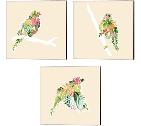 Foliage & Feathers 3 Piece Canvas Print Set by June Erica Vess