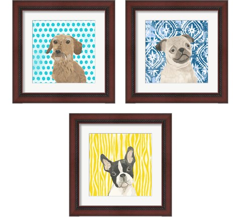 Parlor Pooches 3 Piece Framed Art Print Set by June Erica Vess