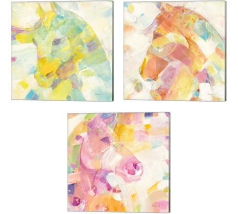 Kaleidoscope Horse 3 Piece Canvas Print Set by Albena Hristova
