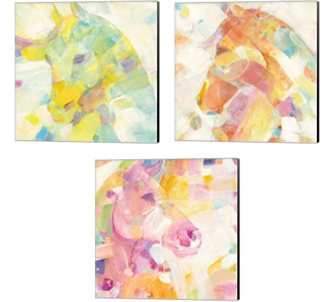 Kaleidoscope Horse 3 Piece Canvas Print Set by Albena Hristova