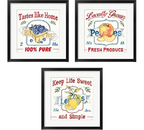 Fruit Stand  3 Piece Framed Art Print Set by Anne Tavoletti