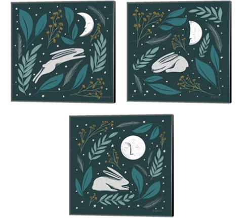 Sweet Dreams Bunny 3 Piece Canvas Print Set by Becky Thorns