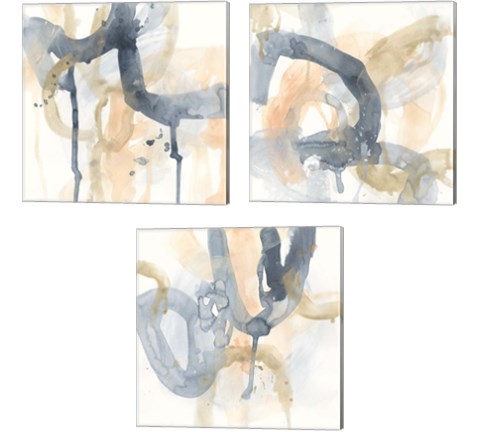 Liquid Blueprint 3 Piece Canvas Print Set by June Erica Vess