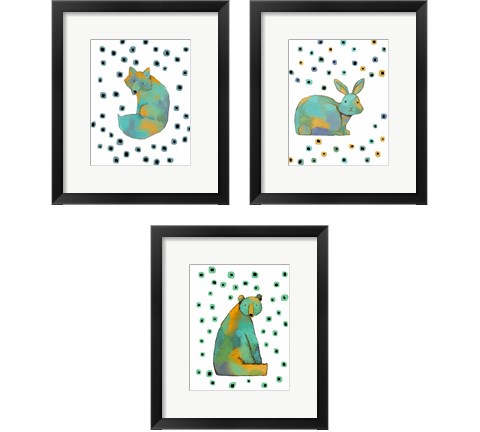 Polka Dot Watercolor Animals 3 Piece Framed Art Print Set by Judi Bagnato