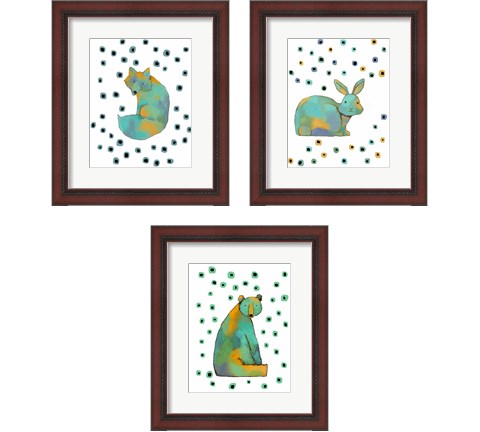 Polka Dot Watercolor Animals 3 Piece Framed Art Print Set by Judi Bagnato