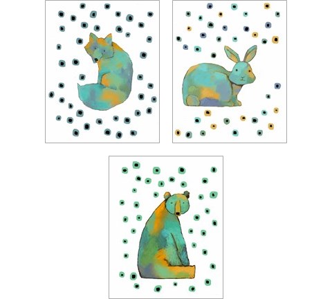 Polka Dot Watercolor Animals 3 Piece Art Print Set by Judi Bagnato