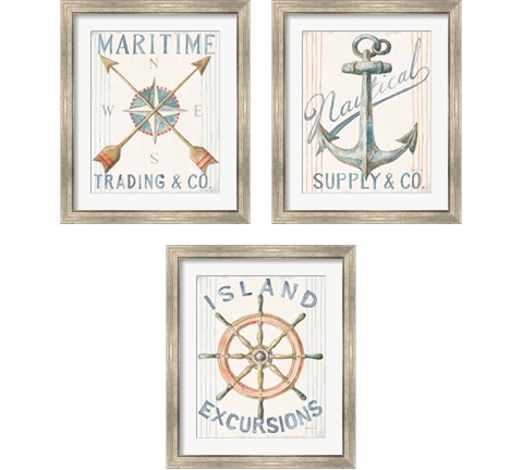 Floursack Nautical  3 Piece Framed Art Print Set by Danhui Nai