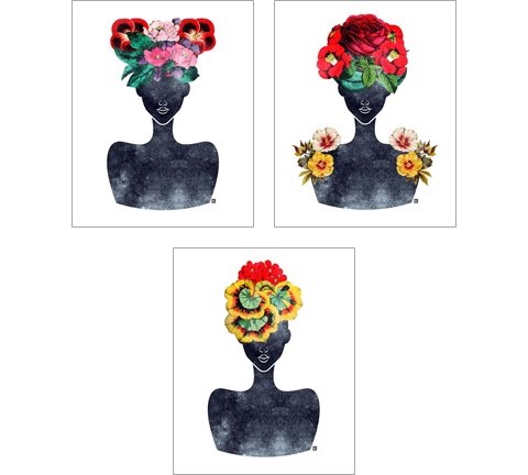 Flower Crown Silhouette 3 Piece Art Print Set by Tabitha Brown