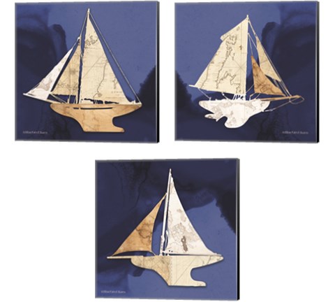 Sailboat Blue 3 Piece Canvas Print Set by Bluebird Barn