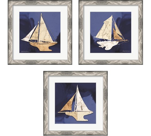 Sailboat Blue 3 Piece Framed Art Print Set by Bluebird Barn
